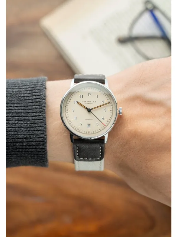 STERNGLAS Herrenuhren | Damenuhren-LUMATIK beige silber Band Nylon S02-LM26-NY06