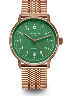STERNGLAS Herrenuhren | Damenuhren-LUMATIK Edition Bronze grün Band SuperSlim S02-LMR19-ME10