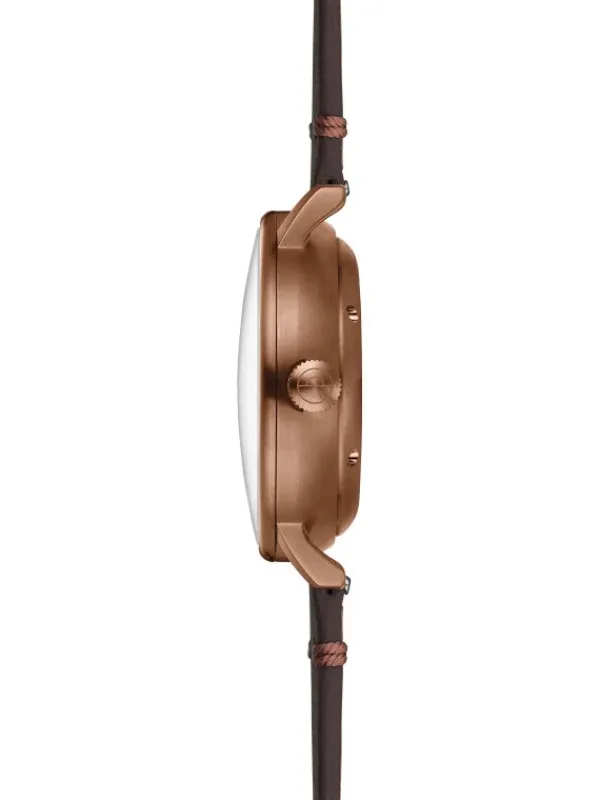 STERNGLAS Damenuhren | Herrenuhren-LUMATIK Edition Bronze grün Band Vintage mokka S02-LMR19-VI17