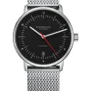 STERNGLAS Herrenuhren | Damenuhren-NAOS Automatik schwarz-rot Band Milanaise S02-NA43-MI04