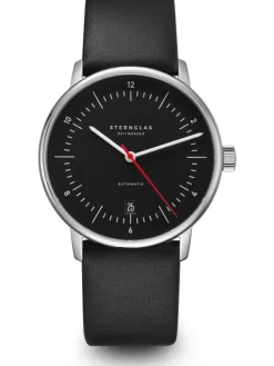 STERNGLAS Herrenuhren | Damenuhren-NAOS Automatik schwarz-rot Band Premium schwarz S02-NA43-PR07