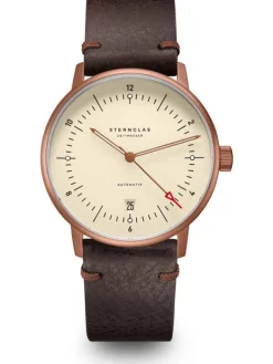 STERNGLAS Herrenuhren | Damenuhren-NAOS Automatik Bronze Alabaster 38mm Band Vintage mokka S02-NA42-VI17
