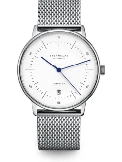 STERNGLAS Herrenuhren | Damenuhren-NAOS Automatik Milanaise weiß S02-NA01-MI04