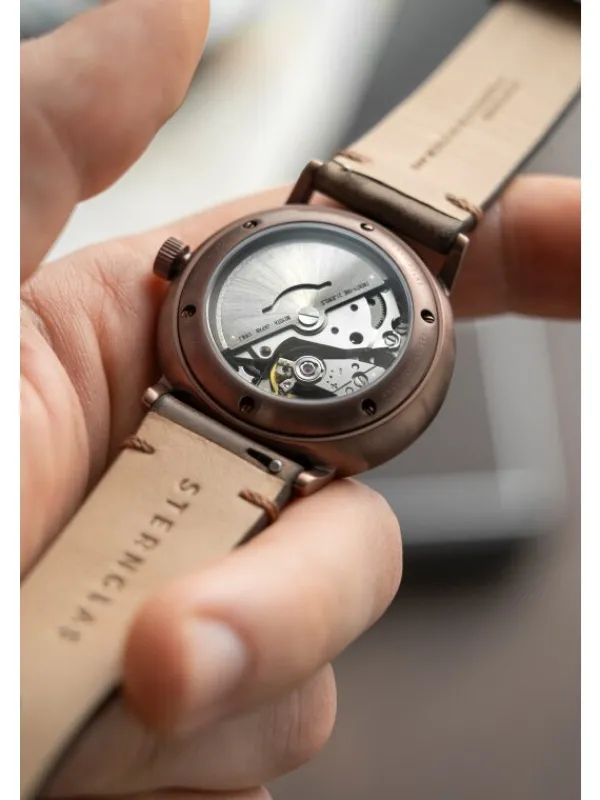 STERNGLAS Herrenuhren | Damenuhren-NAOS Automatik Bronze Alabaster 38mm Band Vintage mokka S02-NA42-VI17