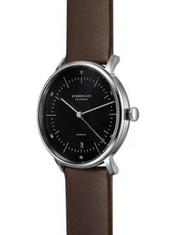 STERNGLAS Herrenuhren | Damenuhren-NAOS Automatik schwarz Leder braun S02-NA03-PR04