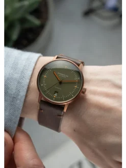 STERNGLAS Herrenuhren | Damenuhren-NAOS Automatik dunkelgrün bronze Band Vintage mokka S02-NA35-VI17