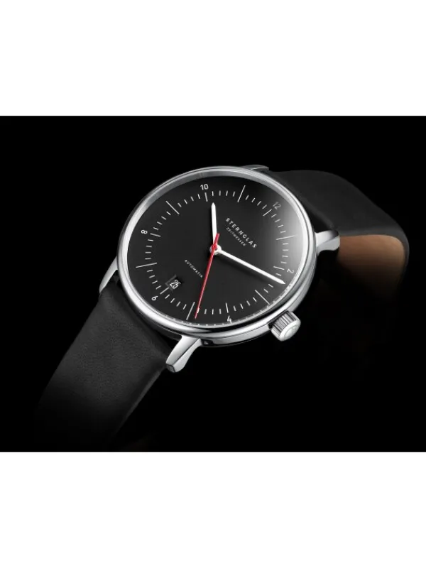STERNGLAS Herrenuhren | Damenuhren-NAOS Automatik schwarz-rot Band Premium schwarz S02-NA43-PR07