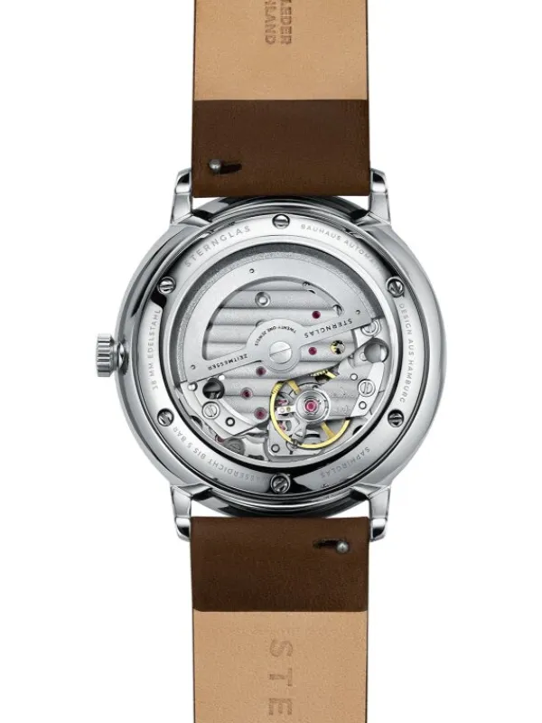 STERNGLAS Herrenuhren | Damenuhren-NAOS Automatik weiß Leder braun S02-NA01-PR04