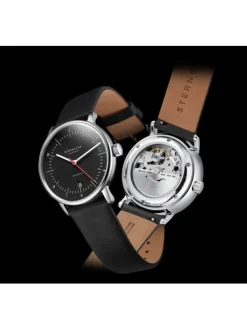 STERNGLAS Herrenuhren | Damenuhren-NAOS Automatik schwarz-rot Band Premium schwarz S02-NA43-PR07