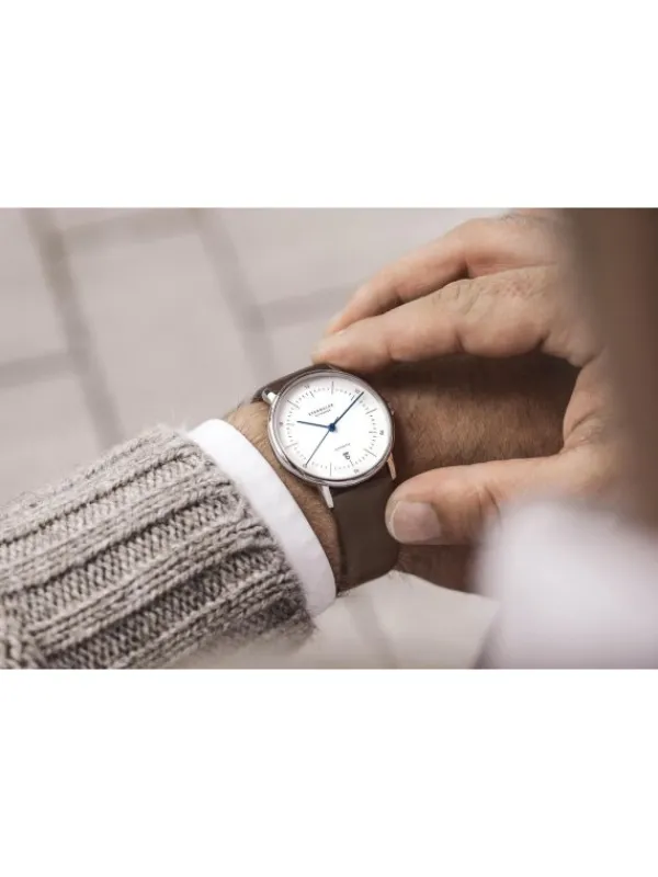 STERNGLAS Herrenuhren | Damenuhren-NAOS Automatik weiß Leder braun S02-NA01-PR04