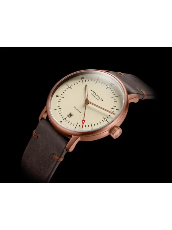 STERNGLAS Herrenuhren | Damenuhren-NAOS Automatik Bronze Alabaster 38mm Band Vintage mokka S02-NA42-VI17