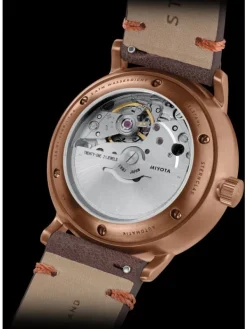 STERNGLAS Herrenuhren | Damenuhren-NAOS Automatik dunkelgrün bronze Band Vintage mokka S02-NA35-VI17