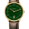 STERNGLAS Herrenuhren | Damenuhren-NAOS Edition Aventurin dunkelgrün gold Band Bridle dunkelbraun S01-NAN41-BR01