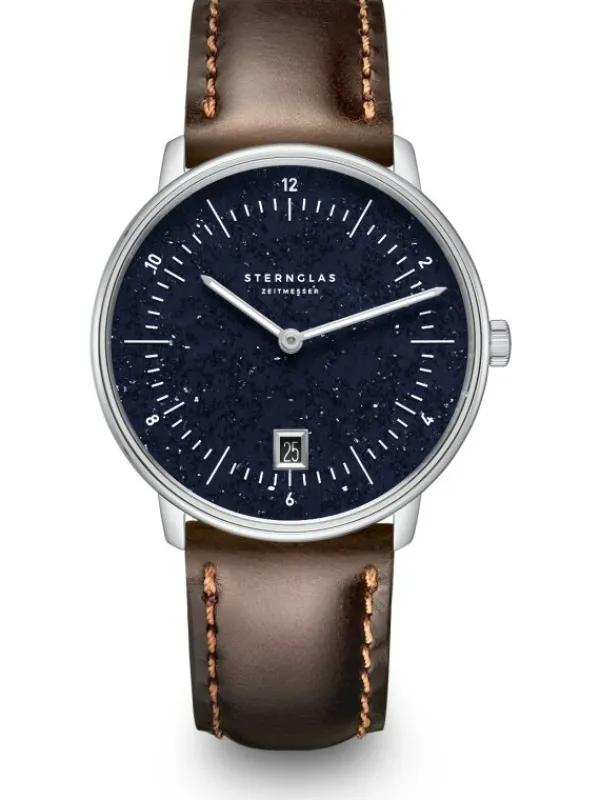 STERNGLAS Herrenuhren | Damenuhren-NAOS Edition Aventurin dunkelblau Bridle dunkelbraun S01-NAN40-BR03