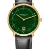 STERNGLAS Herrenuhren | Damenuhren-NAOS Edition Aventurin dunkelgrün goldf. Band Bridle schwarz S01-NAN41-BR04