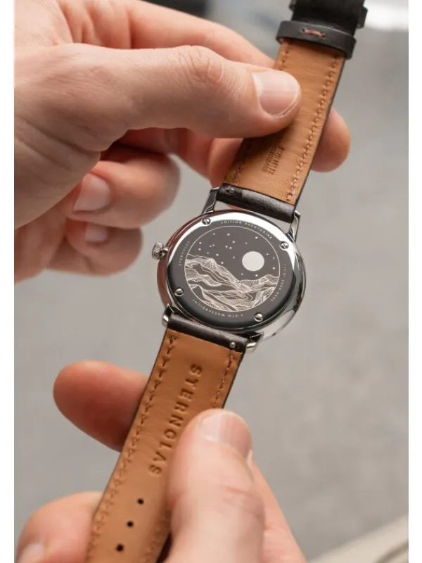 STERNGLAS Herrenuhren | Damenuhren-NAOS Edition Aventurin dunkelblau Band Bridle schwarz S01-NAN40-BR02