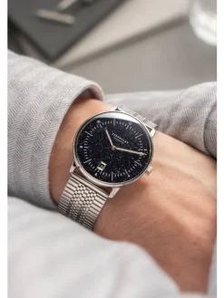 STERNGLAS Herrenuhren | Damenuhren-NAOS Edition Aventurin dunkelblau Band SuperSlim S01-NAN40-ME08
