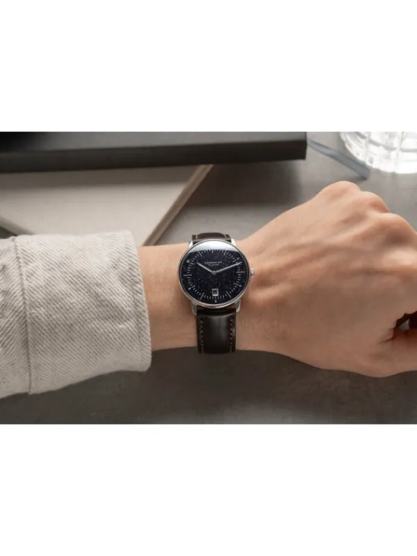 STERNGLAS Herrenuhren | Damenuhren-NAOS Edition Aventurin dunkelblau Bridle dunkelbraun S01-NAN40-BR03