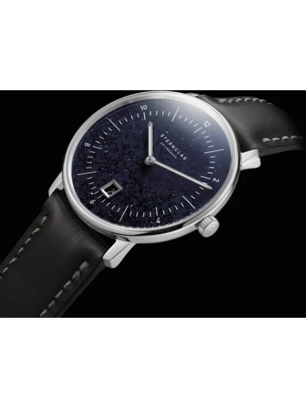 STERNGLAS Herrenuhren | Damenuhren-NAOS Edition Aventurin dunkelblau Band Bridle schwarz S01-NAN40-BR02