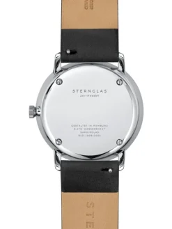 STERNGLAS Herrenuhren | Damenuhren-NAOS hellbraun silber Leder Premium schwarz S01-NA38-PR07