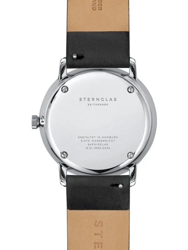 STERNGLAS Herrenuhren | Damenuhren-NAOS hellbraun silber Leder Premium schwarz S01-NA38-PR07