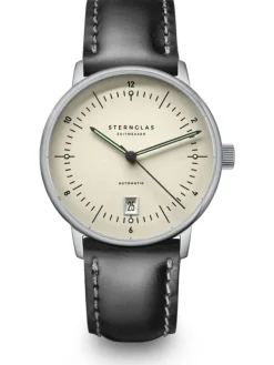 STERNGLAS Herrenuhren | Damenuhren-NAOS PRO Automatik alabaster Band Bridle schwarz S02-NP26-BR02