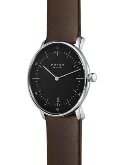 STERNGLAS Herrenuhren | Damenuhren-NAOS schwarz braun Leder S01-NA03-PR04