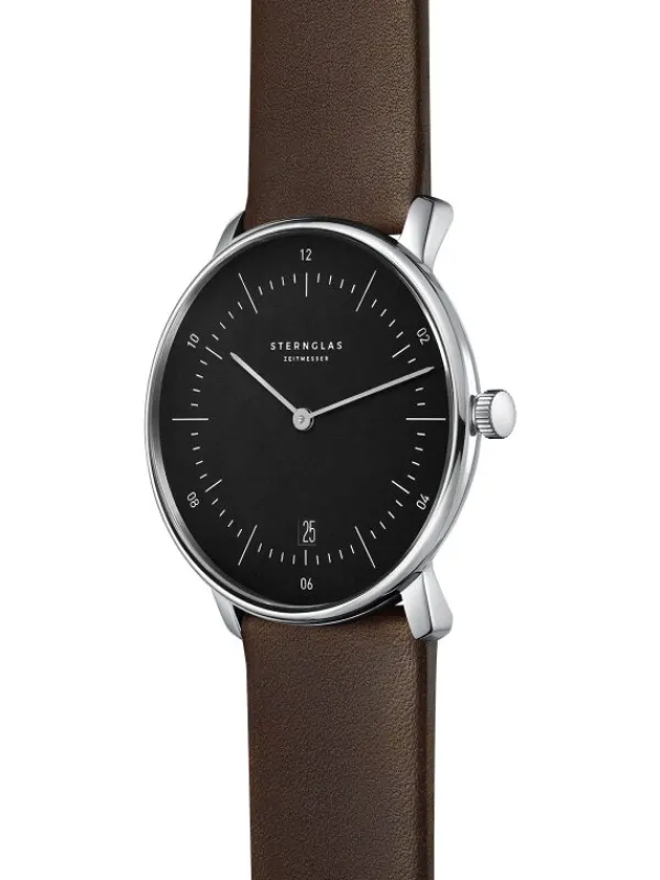 STERNGLAS Herrenuhren | Damenuhren-NAOS schwarz braun Leder S01-NA03-PR04
