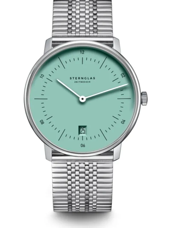 STERNGLAS Herrenuhren | Damenuhren-NAOS türkis silber Band SuperSlim S01-NA37-ME08