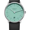 STERNGLAS Herrenuhren | Damenuhren-NAOS türkis silber Premium Leder schwarz S01-NA37-PR07