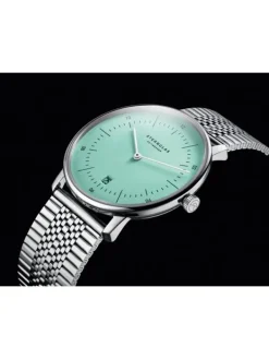 STERNGLAS Herrenuhren | Damenuhren-NAOS türkis silber Band SuperSlim S01-NA37-ME08