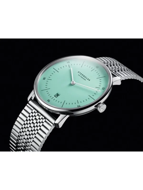 STERNGLAS Herrenuhren | Damenuhren-NAOS türkis silber Band SuperSlim S01-NA37-ME08