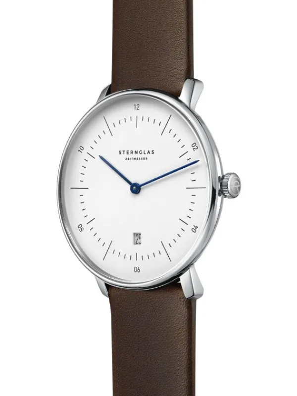 STERNGLAS Herrenuhren | Damenuhren-NAOS weiß braun Leder S01-NA01-PR04