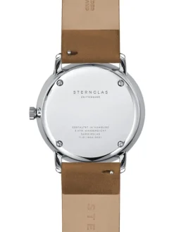 STERNGLAS Herrenuhren-NAOS weiß hellbraun Leder S01-NA01-PR01