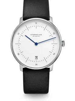 STERNGLAS Herrenuhren-NAOS weiß schwarz Leder S01-NA01-PR07