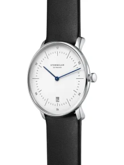 STERNGLAS Herrenuhren-NAOS weiß schwarz Leder S01-NA01-PR07