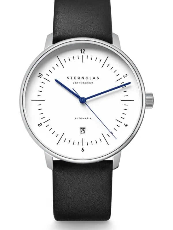 STERNGLAS Herrenuhren-NAOS XL Automatik weiß Band Premium schwarz S02-NX44-PR07