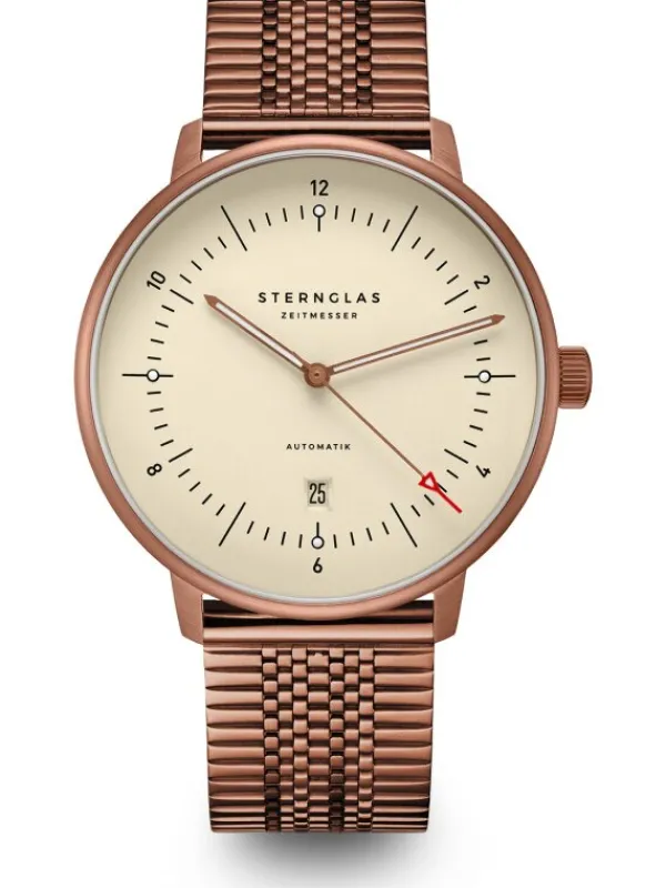 STERNGLAS Herrenuhren-NAOS XL Automatik Bronze Albaster 42mm Band Super Slim Bronze S02-NX42-ME10