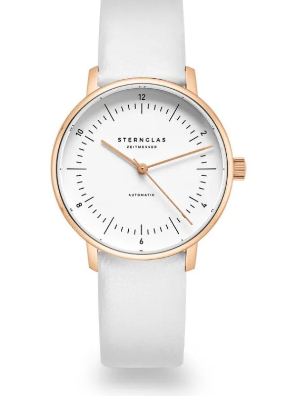 STERNGLAS Damenuhren-NAOS XS Automatik weiß roség. Band Klassik weiß S02-ND13-KL14