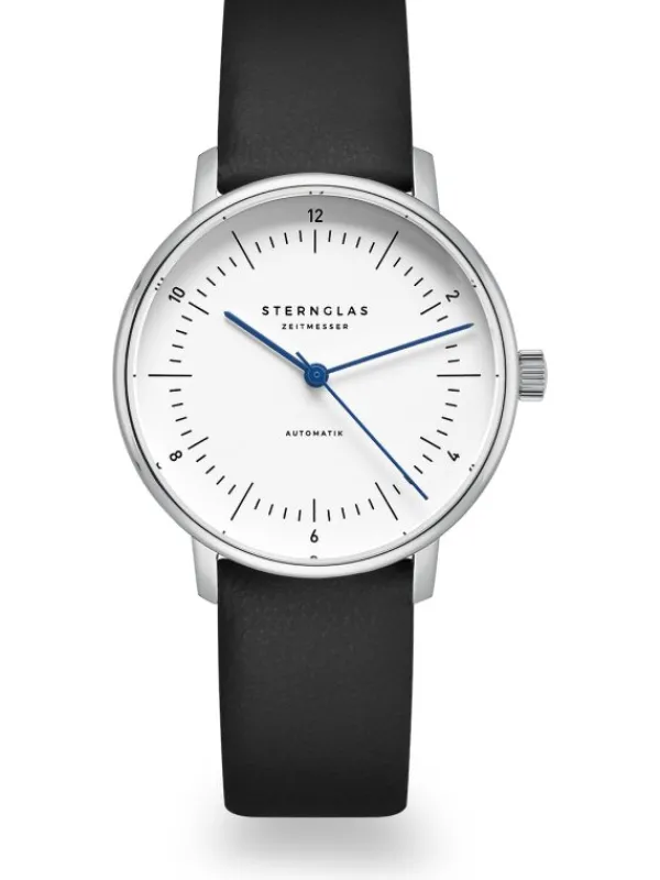 STERNGLAS Damenuhren-NAOS XS Automatik weiß Band Klassik schwarz S02-ND01-KL05