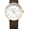 STERNGLAS Damenuhren-NAOS XS Automatik weiß goldf. Band Klassik braun S02-ND02-KL18