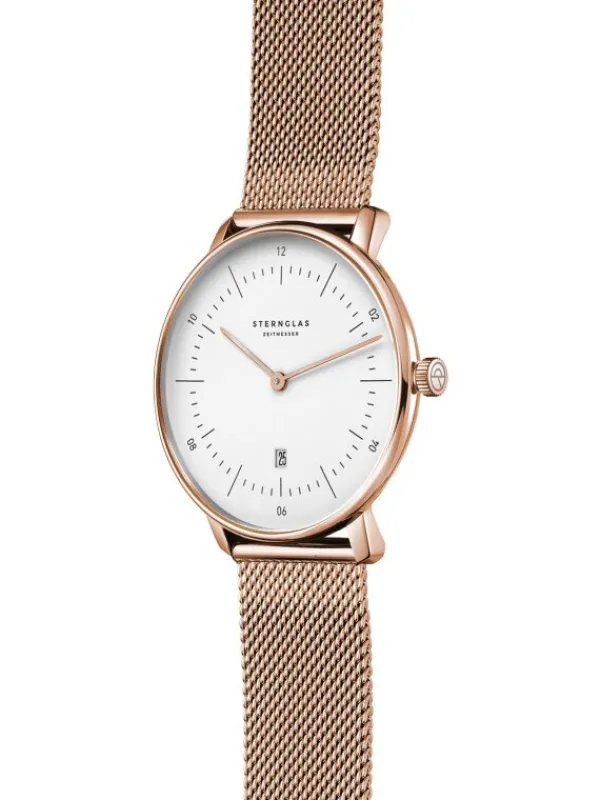 STERNGLAS Damenuhren-NAOS XS weiß Milanaise roségoldf. S01-ND13-MI09