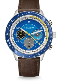 STERNGLAS Herrenuhren-TACHYMETER 2.0 dunkelblau Modena dunkelbraun S01-TM06-MO23