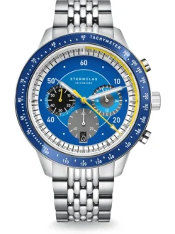STERNGLAS Herrenuhren-TACHYMETER 2.0 dunkelblau Metallarmband S01-TM06-ME14