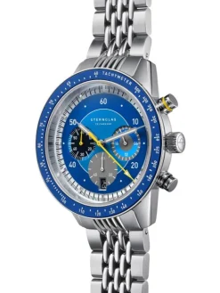 STERNGLAS Herrenuhren-TACHYMETER 2.0 dunkelblau Metallarmband S01-TM06-ME14