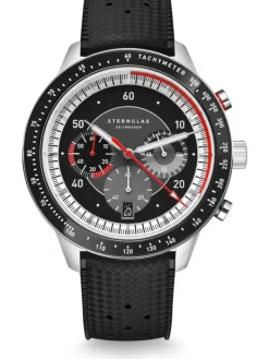 STERNGLAS Herrenuhren-TACHYMETER 2.0 schwarz Band Kautschuk schwarz S01-TM03-KA04