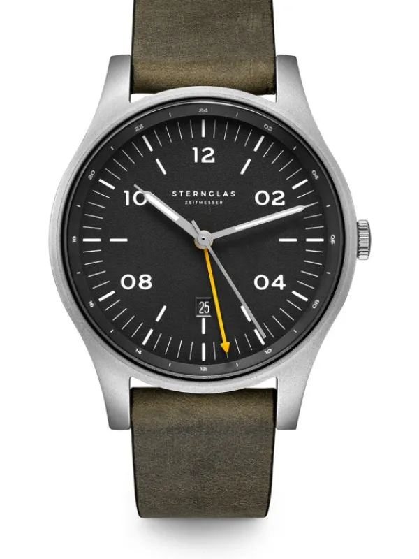 STERNGLAS Herrenuhren-TAIGA GMT Leder Vintage S01-TA11-VI18