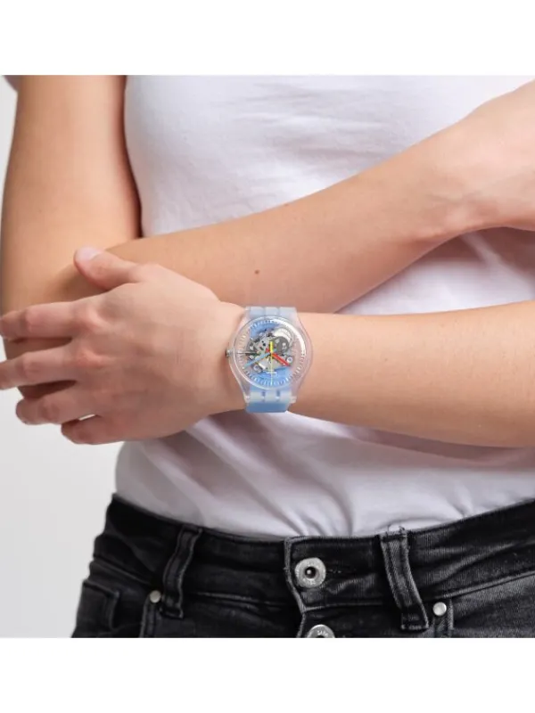 SWATCH Herrenuhren | Damenuhren-CLEARLY BLUE STRIPED SUOK156