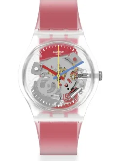 SWATCH Herrenuhren | Damenuhren-CLEARLY RED STRIPED GE292