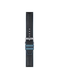 TISSOT Uhrenarmbänder-Original Lederarmband mit Kautschukelementen schwarz/blau Bandanstoß 22 mm T85.2.0.46.785